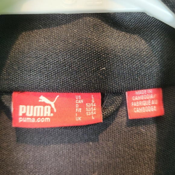 Puma Mens Full Zip Track Jacket Black Blue White Stripe Mock Neck Large - Picture 3 of 7